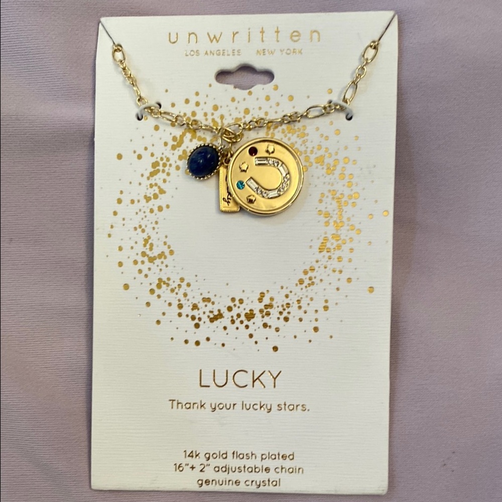 Unwritten Gold and Blue Lucky Charm Necklace